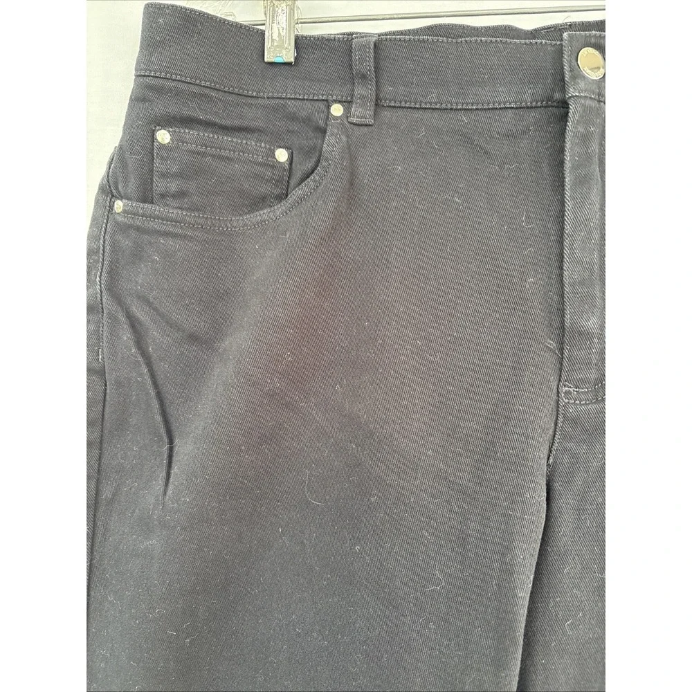 Jones New York Signature Jeans Womens 14W Black Stretch Straight Leg High Rise
